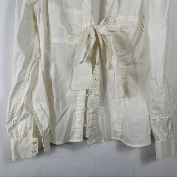 BCBG MaxAzria Cream Tie-Front Blouse - Picture 7 of 12